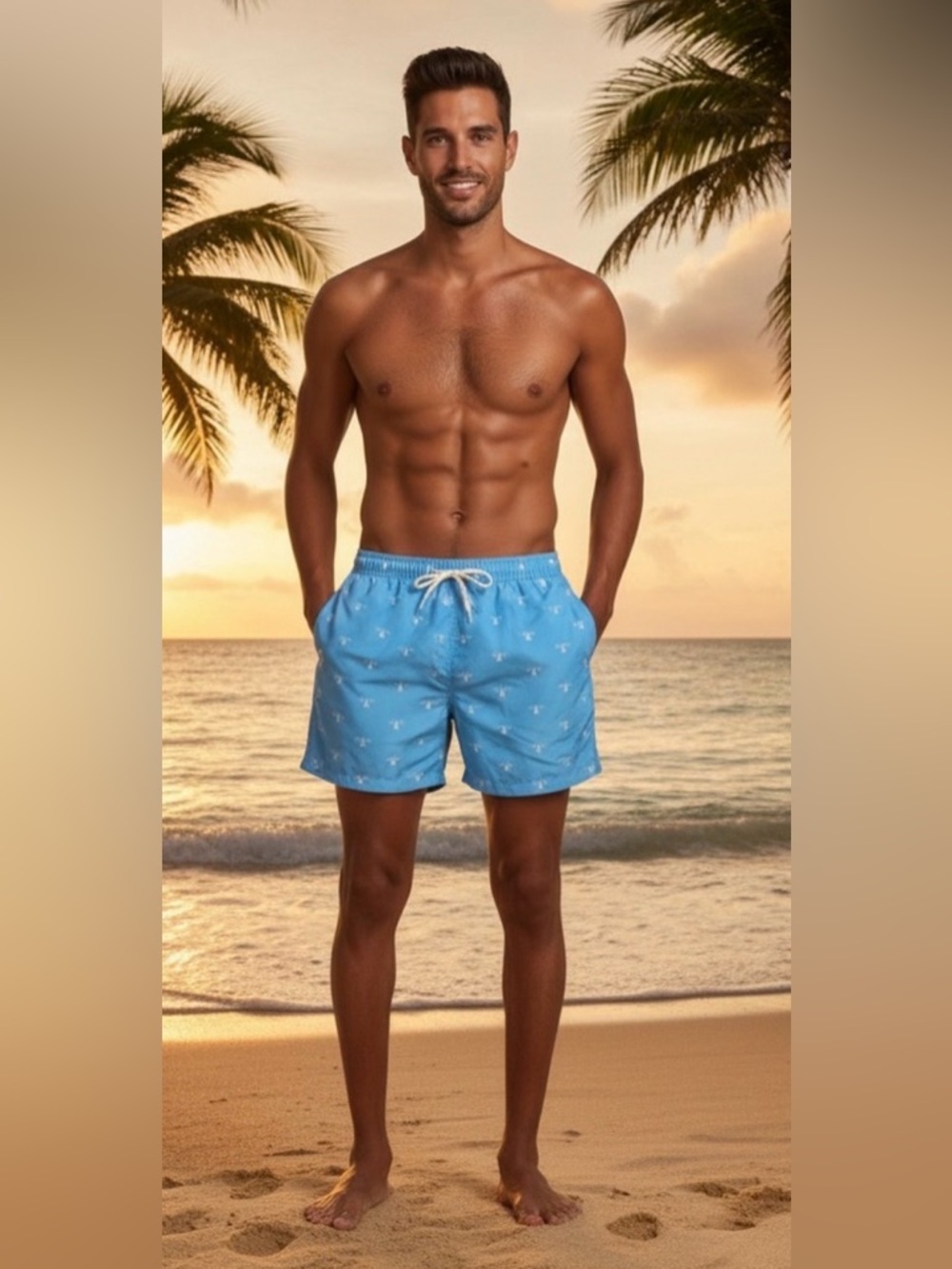 NWT Barbour Coastal Swim Shorts Light Blue XL Men’s Quick Dry Beachwear